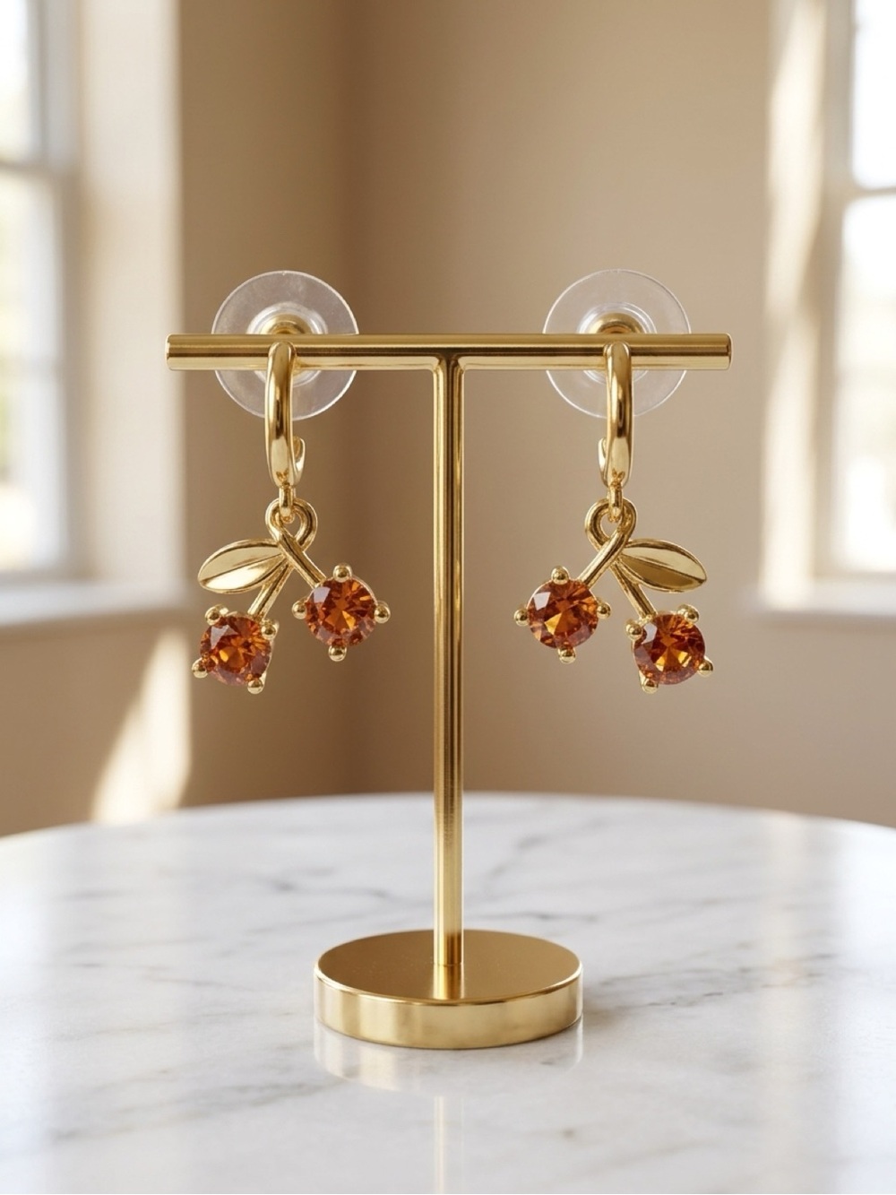 kate spade Gold-Tone Cherry Drop Earrings with Orange Crystals